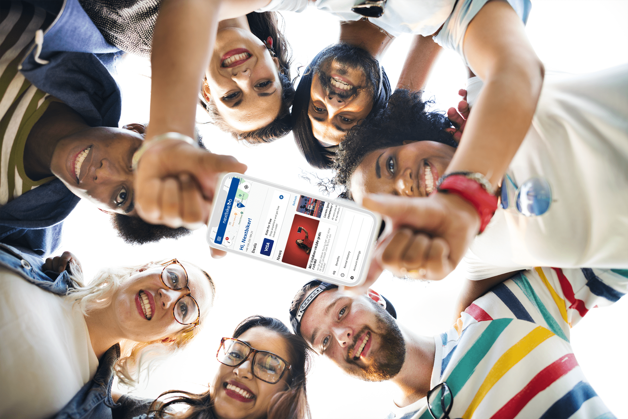 Group of young people holding a phone